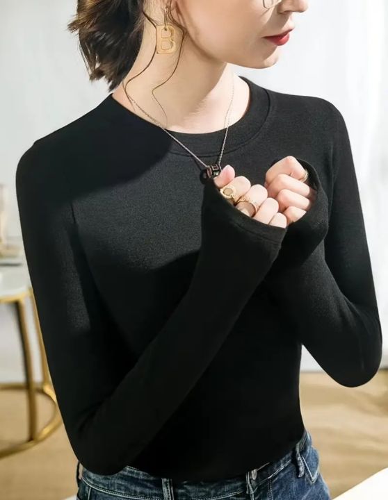 Women'S%20Viscose%20Blend%20Long%20Sleeve%20T-Shirt%20-%20Image%202