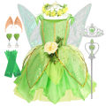 Summer Girls Tinkerbell Fairy Dresses Up for Girls Costume Kids Cosplay Flower Fairy Princess Clothes Christmas Party Outfit.