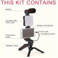 STTKGZD Smartphone Vlogging Kit With Tripod Phone Holder Mini Microphone Fill Light Starter Handle Portable Stabilizer Bracket.