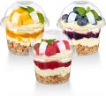 8OZ Disposable Plastic Cups with Dome Lids Clear Dessert Cup Mini Parfait Appetizer Container for Ice Cream Cake Fruit Jelly.