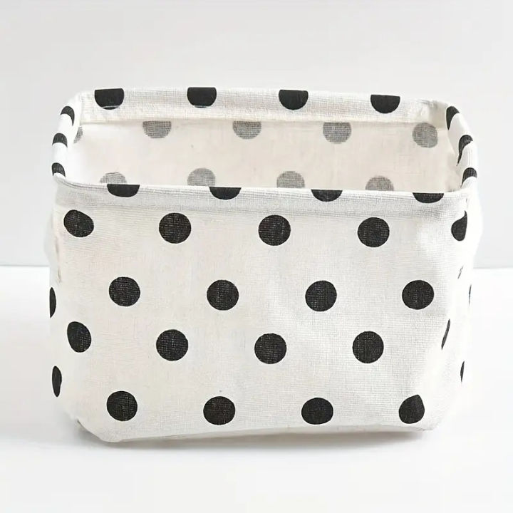 2pcs%20Cotton%20And%20Linen%20Desktop%20Storage%20Box%20Small%20Foldable%20Canvas%20Storage%20Basket%20With%20Handle%20Small%20Fresh%20Waterproof%20Storage%20Basket%20-%20Image%202