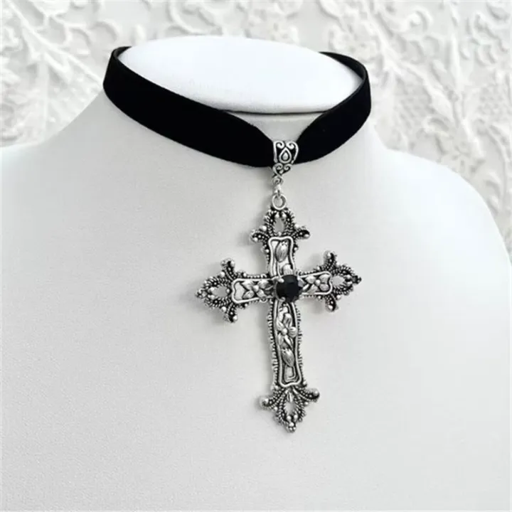 Punk%20Dazzle%20Goth%20detail%20Crucifix%20Black%20Zircon%20Jewelry%20Earrings%20Silver%20jewelry%20stylish%20gorgeous%20women's%20classic%20gift%20-%20Image%206
