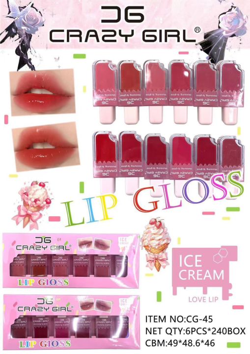 Crazy Girl Icecream lipgloss pack of 6