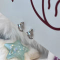 New Trendy Four-pointed Star Hoop Earrings For Women Simple Asymmetric Silver Color Earring Aesthetic Jewelry . 