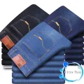 Men's New Thin Breathable Straight Business Men's Fashion Pants Cotton Soft Casual Stretch Denim Trousers Male Brand Clothes. 