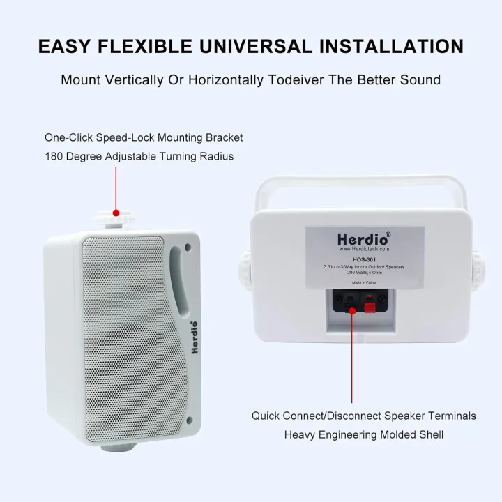 Herdio%203.5%E2%80%98%E2%80%99%20Outdoor%20Speakers%20Passive%20Wired%20Waterproof%20200W%203%20Way%20Premium%20Mountable%20Wall%20Mount%20Speakers%20With%20Superior%20Sound%202PCS%20-%20Image%202