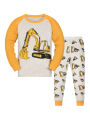 【Through 1615 flame】Little boy excavator pajamas set, long sleeved pants, suitable for 2-9 years old boys family wear. 