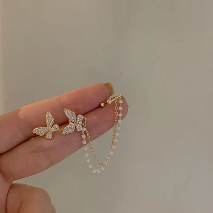 Ladies%20Fashion%20Rhinestone%20Butterfly%20Chain%20Earrings%20Punk%20Personality%20All-match%20Exquisite%20Asymmetrical%20Ear%20Clip%20-%20Image%203