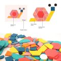 180pcs Set Wooden 3D Puzzles Colorful Geometric Shape Tangram Jigsaw Game Kids Montessori Learning Educational Toys for Childre. 