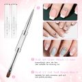 1/2/3Pcs Double Ended Nail Art Brush Set Oval Gel Liner Poly Gel with Steel Pusher Rhinestone Handle French Manicure UV Gel.