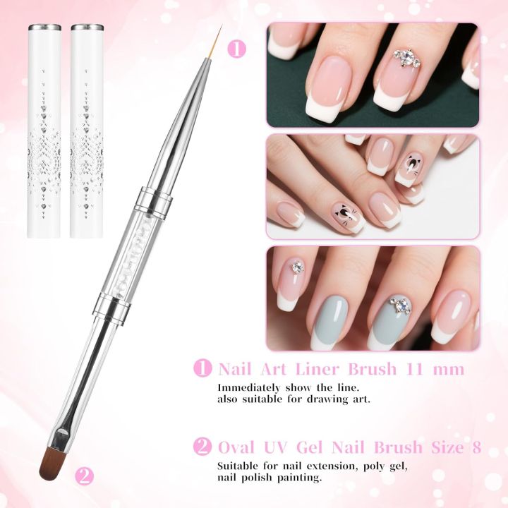 1/2/3Pcs%20Double%20Ended%20Nail%20Art%20Brush%20Set%20Oval%20Gel%20Liner%20Poly%20Gel%20with%20Steel%20Pusher%20Rhinestone%20Handle%20French%20Manicure%20UV%20Gel%20-%20Image%204