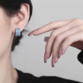 Luxury Simulated Blue Turquoise Round Hoop Earrings For Women Gold Silver Color Small Ear Buckle Wedding Jewelry Engagement Gift.