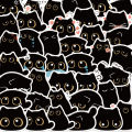 40PCS Cute Little Black Briquette Cat Stickers Waterproof Cartoon Decoration Laptop Cup Phone Suitcase Kids  Toy Decal. 
