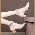 Botas Femininas Women Fashion Mesh Breathable Black Patent Leather Ankle Boots Lady Classic Beige Back Zip Autumn Shoes A235. 