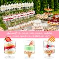 10PCS 5 oz Mini Dessert Cups with Spoons Small Dessert Cups Plastic Footed Wine Glasses for Serving Trifles, Appetizers. 