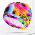 Women Fabric Swim Caps Swimming Pool Water Sports Bathing Pleated Cap Hat Long Hair Nylon Turban Elastic Adults Flowers Printed.