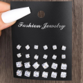 12pairs Fashionable Minimalist Cubic Zirconia Sparkly Earrings，Suitable For Holidays, Parties, Dates, , Everyday Wear. 