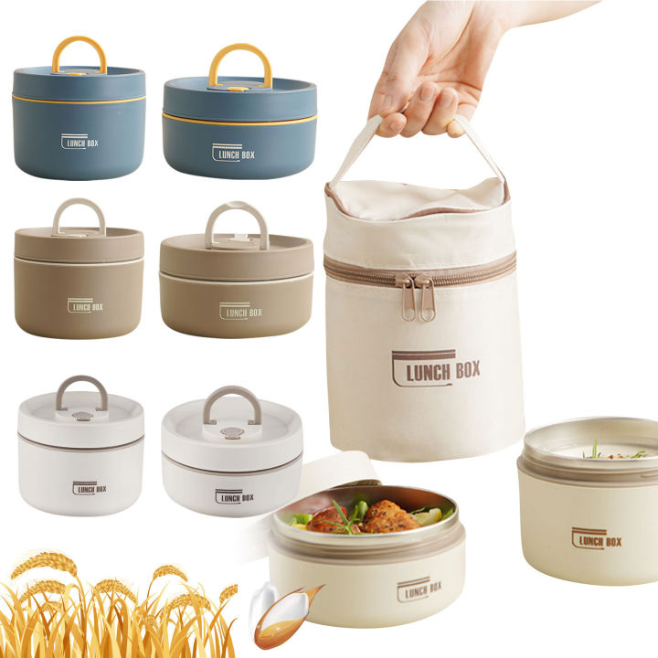 Stainless Steel Vacuum Thermal Lunch Box Insulated Lunch Bag Food