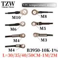 TZW NTC temperature sensor temperature measurement thermistor 10K B3950 1% M3M4M5M6M8M10 inverter fan wire ear fixed probe. 
