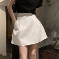 Xpqbb Korean Style White Mini Skirt for Women Streetwear High Wiast Puffy Short Skirts Ladies All-Match Simple A-line Y2K Skirt.