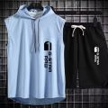 Men's track suit summer sportswear two-piece t-shirt shorts brand tracksuit jogging men's sports suit fitness clothes exercise. 