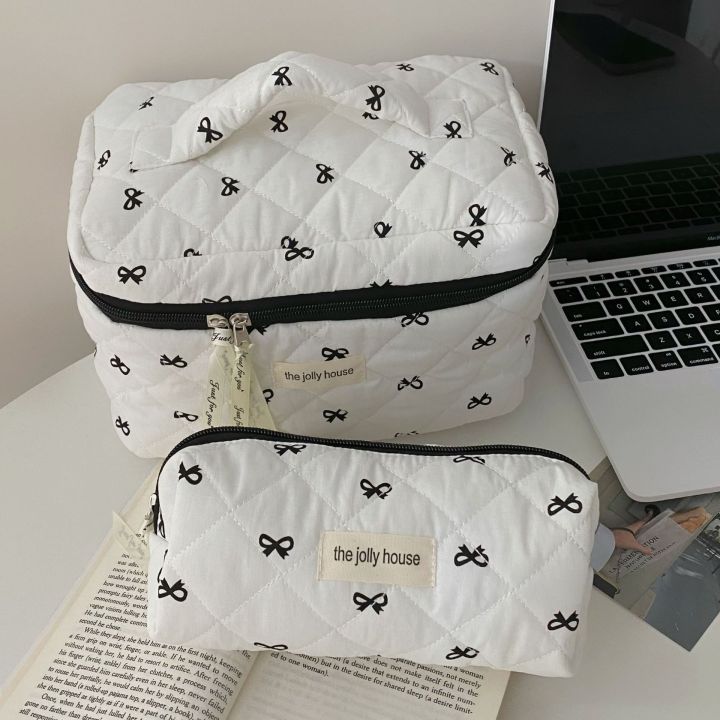 Fashion%20Cherry%20Tote%20Women%20Makeup%20Bag%20Portable%20Cute%20Ladies%20Cosmetic%20Toiletry%20Storage%20Pouch%20Handbag%20Cotton%20Quilted%20Zipper%20Bag%20-%20Image%202