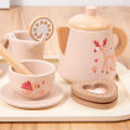 Afternoon Tea Set Wooden Toy Pretend Play Food Learning Role Play Game Early Educational Toys for Toddlers Girls Boys Kids Gifts. 