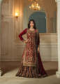 Poshaàk Pakistan Maroon Bridal Lehenga – 3 Piece Heavy Embroidered Chiffon Lehenga Wedding & Barat Special Ready to Wear Outfit Nikah Dress Formal wedding wear. 