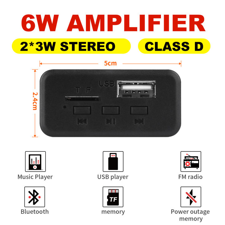 6W%20Bluetooth%20Amplifier%20MP3%20Decoder%20Board%20Microphone%20Car%20Mp3%20Player%20USB%20Record%20FM%20Radio%20AUX%20for%20Speaker%20Handsfree%20Audio%20DIY%20-%20Image%202