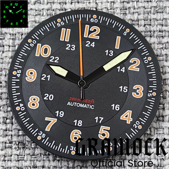 Gramock Classics Sterile 29mm Pilot Black Watch Dial Part for NH35/36 ETA PT5000 Miyota Mingzhu DG ST2130 Movement Part Hand Set