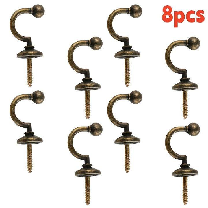 8pcs Wall-Mounted Curtain Holder Window Tassel Rack Clothes Coat Towel Rack Durable Home Decorative Hooks