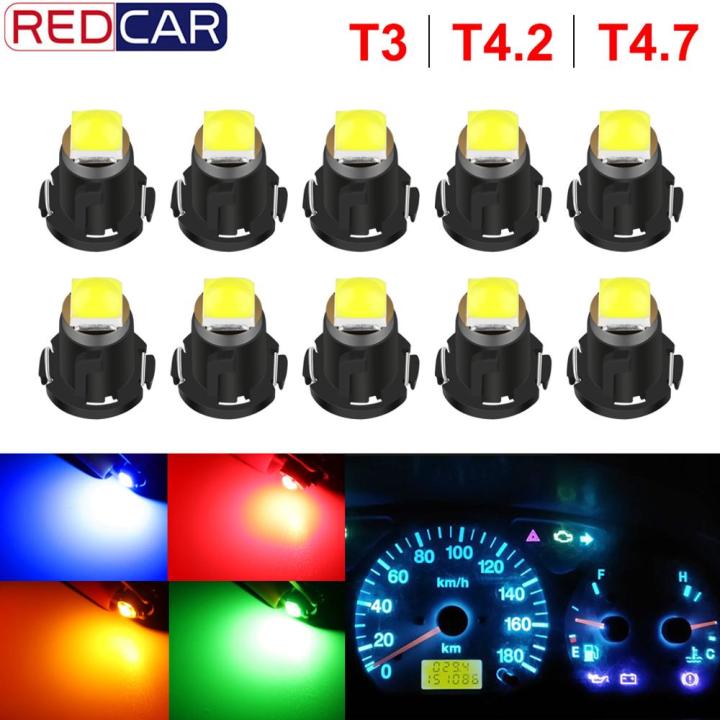 10pcs T3 LED 3030 SMD Led Bulb T4.2 T4.7 Indicator Light Bulb Car Dashboard Warning Indicator Light Instrument Lamp Auto Lamp