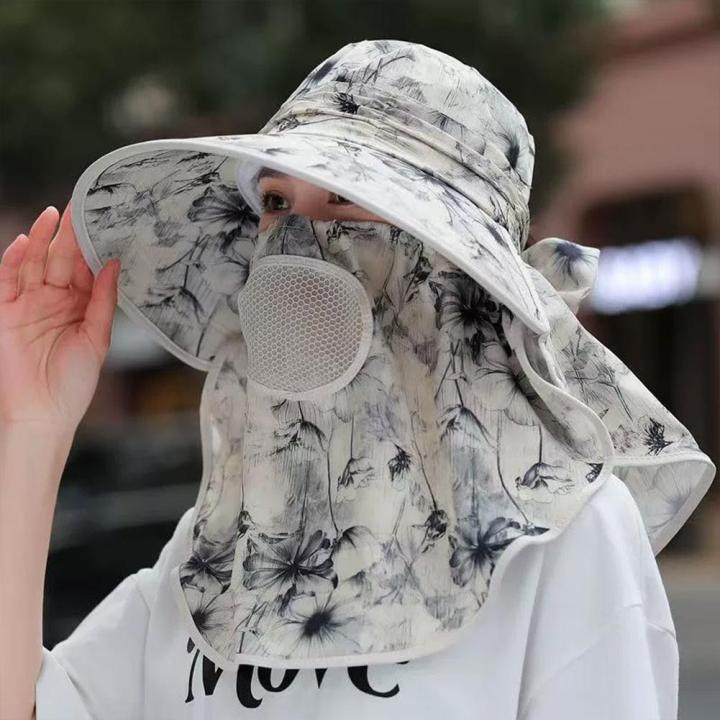 Summer%20Women%20Wide%20Brim%20Garden%20Work%20Shade%20Hat%20Face%20Mask%20No%20Detachable%20Sunhat%20Outdoor%20Breathable%20Fisherman%20Hat%20UV%20Protection%20%EF%BB%BF%20-%20Image%204