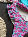 Flowers Printed Ruffled Frilled Bikini Women Swimwear Female Swimsuit Two-pieces Bikini set Bather Bathing Suit Swim.