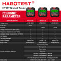 HABOTEST HT107 Socket Tester Pro Voltage Test RCD 5/30mA Socket Detector Ground Zero Line Plug Polarity Phase Check. 
