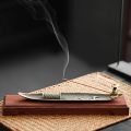 Creative Incense Holder Aromatherapy Ornament Incense Holder Boat Old Men Fishing Japanese Style Incense Stick Burner Home Decor.