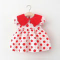 Summer Girls Kids Princess Short Sleeve Dress Children Baby Infants Dot Polka Pleated Dresses Casual Vestidos.