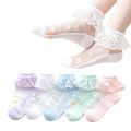 Girls socks, Ruffles Ankle Socks Transparent Silk- 5 Pack Thin Lace Mesh Sheer socks for Toddler Girls(3-16 Years). 