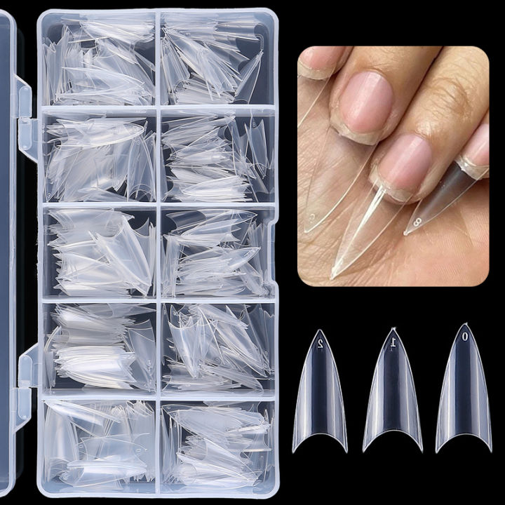 500pc/Box Half Cover Stiletto Fake Nails Acrylic Clear Short French Artificial Press On False Nail Tips DIY Manicure Salon Tools