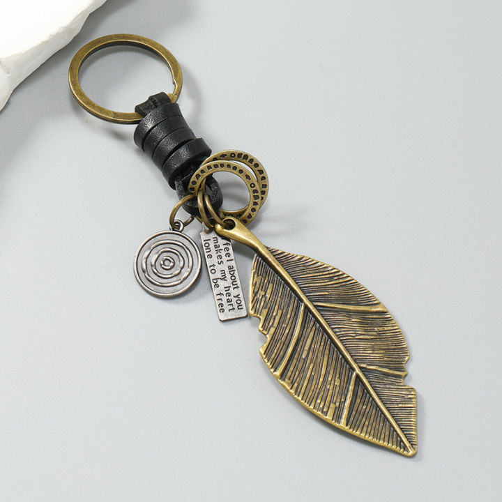 Fashion%20metal%20leaf%20pendant%20men%20keychains%20leather%20key%20ring%20-%20Image%205