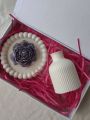 2 piece vase combo set (1.ribbed turbine vase 2.round bubble tray).