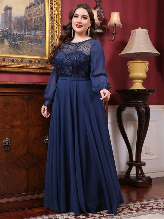 Mgiacy%20plus%20size%20%20Round%20neck%20see-through%20sequin%20embroidery%20patchwork%20lantern%20long%20sleeve%20chiffon%20full%20skirt%20Evening%20gown%20-%20Image%206