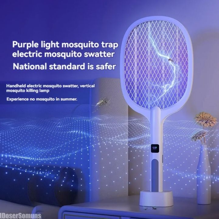 Fly Tapping Pad Electric Fly Swatter Insect Killer 4000V Type-C Rechargeable Detachable ...