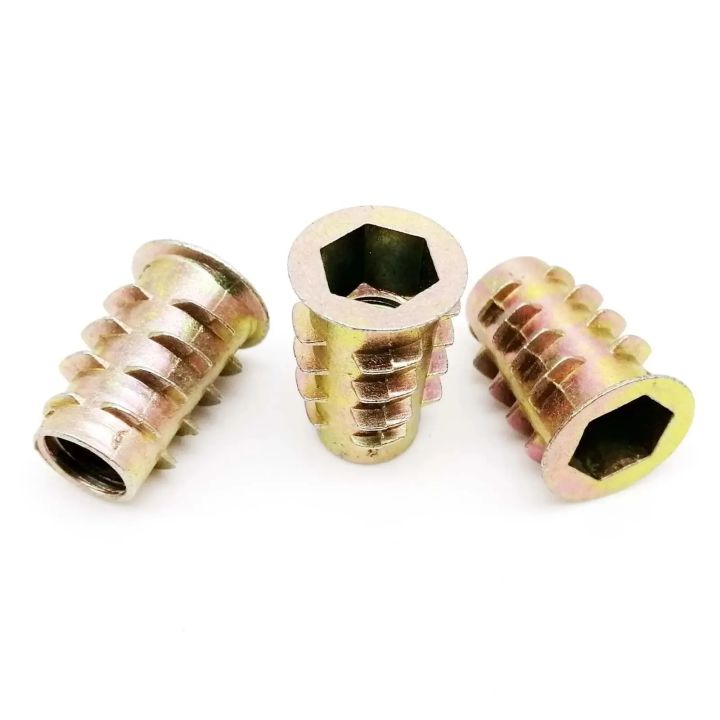10/20pcs%20Metal%20Embedded%20Insert%20Nut%20E-Nut%20M4%20M5%20M6%20M8%20Hexagon%20Hex%20Socket%20Allen%20Head%20for%20Wood%20Furniture%20Inside%20and%20Outside%20Thread%20-%20Image%205
