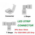 5PCS 4 Pin 8MM 10MM LED Strip Connector T/L Shape Free Welding for RGB SMD 5050 2835 LED Strip Light Connector. 