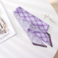 New Style Summer French Retro Purple Tied Hair Small Floral Long Silk Scarf Headband Braided Hair Chiffon Thin Ribbon Scarf. 