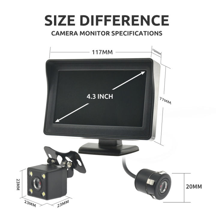 4.3%20Inch%20Car%20Reverse%20Camera%20Monitor,%20HD%20Rear%20View%20Backup%20Parking%20Aid%20with%20LCD%20Screen,%20Easy%20Installation%20Universal%20Fit%20-%20Image%203