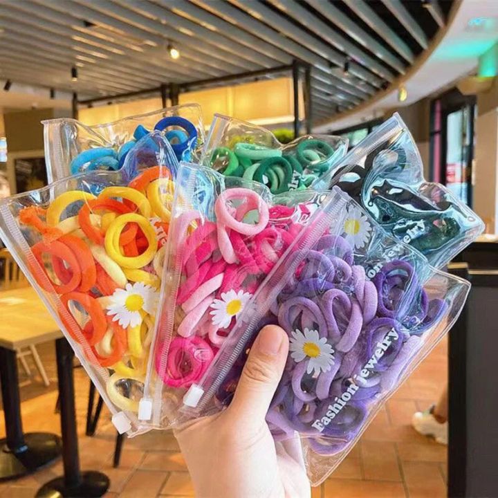50Pcs/set Korean Hair Rope Candy Color Hair Ring Girls Woman Towel Ring
