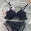 New Japanese Bras Lolita Girls Folds Bow Lovely Underwear Set Mesh Sweet Rimless Bra Comfortable Sweet Cute Bralette Sets. 