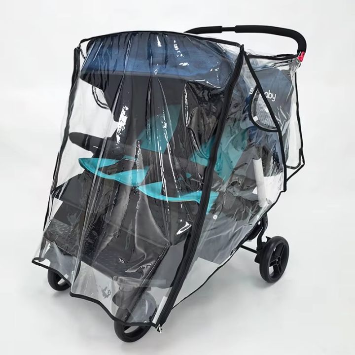 Twin Stroller Rain Cover Windshield Double Front Stroller Universal Rainproof Warm Cover Cart Raincoat Baby Stroller Accessories